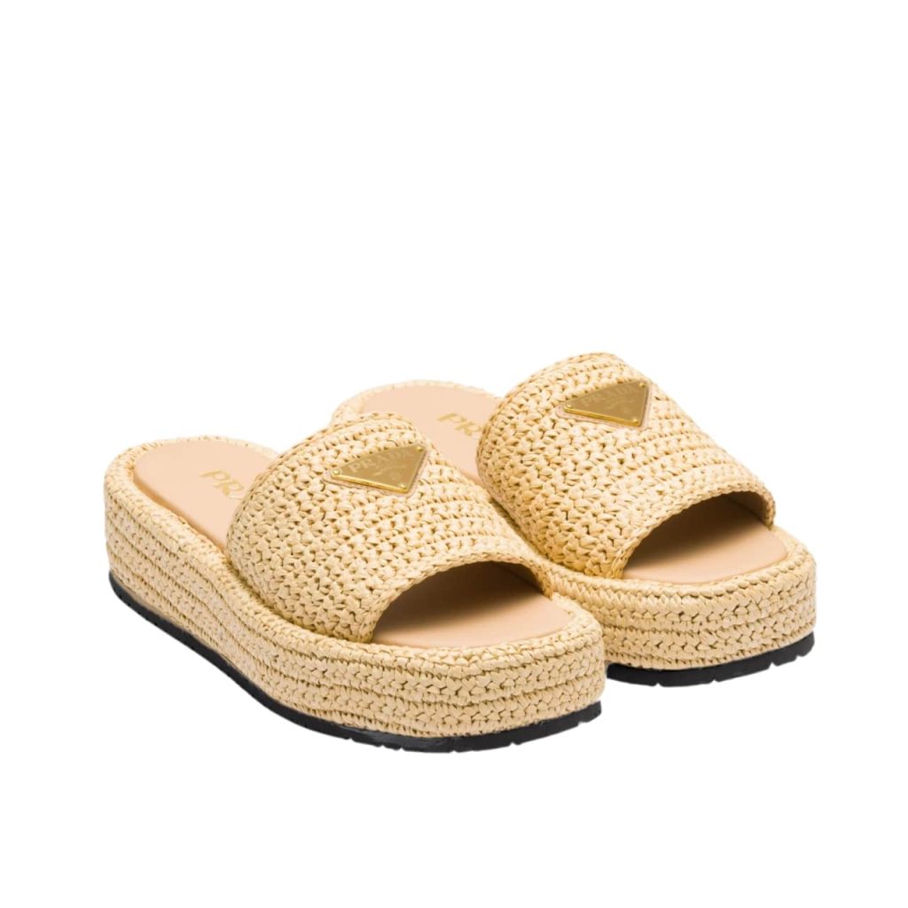 Prada Crochet Flatform Slides Natural 1Xz761 2C2T F0018 F 035 - Image 2