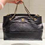 Chanel Shopping Bag Gold Tone Mental Black 36cm As5657 B20829 94305 - Image 3