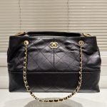 Chanel Shopping Bag Gold Tone Mental Black 36cm As5657 B20829 94305 - Image 4