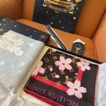 Louis Vuitton X Takashi Murakami Monogram Cherry Blossom Square Sakura Brown 90cm M96102 - Image 4