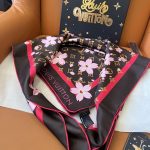 Louis Vuitton X Takashi Murakami Monogram Cherry Blossom Square Sakura Brown 90cm M96102 - Image 3