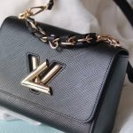 Louis Vuitton Lv Twist MM Leather Handbag Black 23Cm - Image 5
