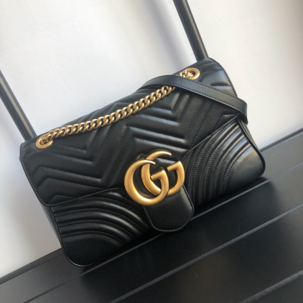 Gucci Marmont Medium Matelassé Shoulder Bag Black 26cm 443496 DTDIT 1000 - Image 3