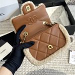 Chanel Mini Flap Bag Shearling Beige And Brown 18Cm As5148 B18194 Nzw48 - Image 10