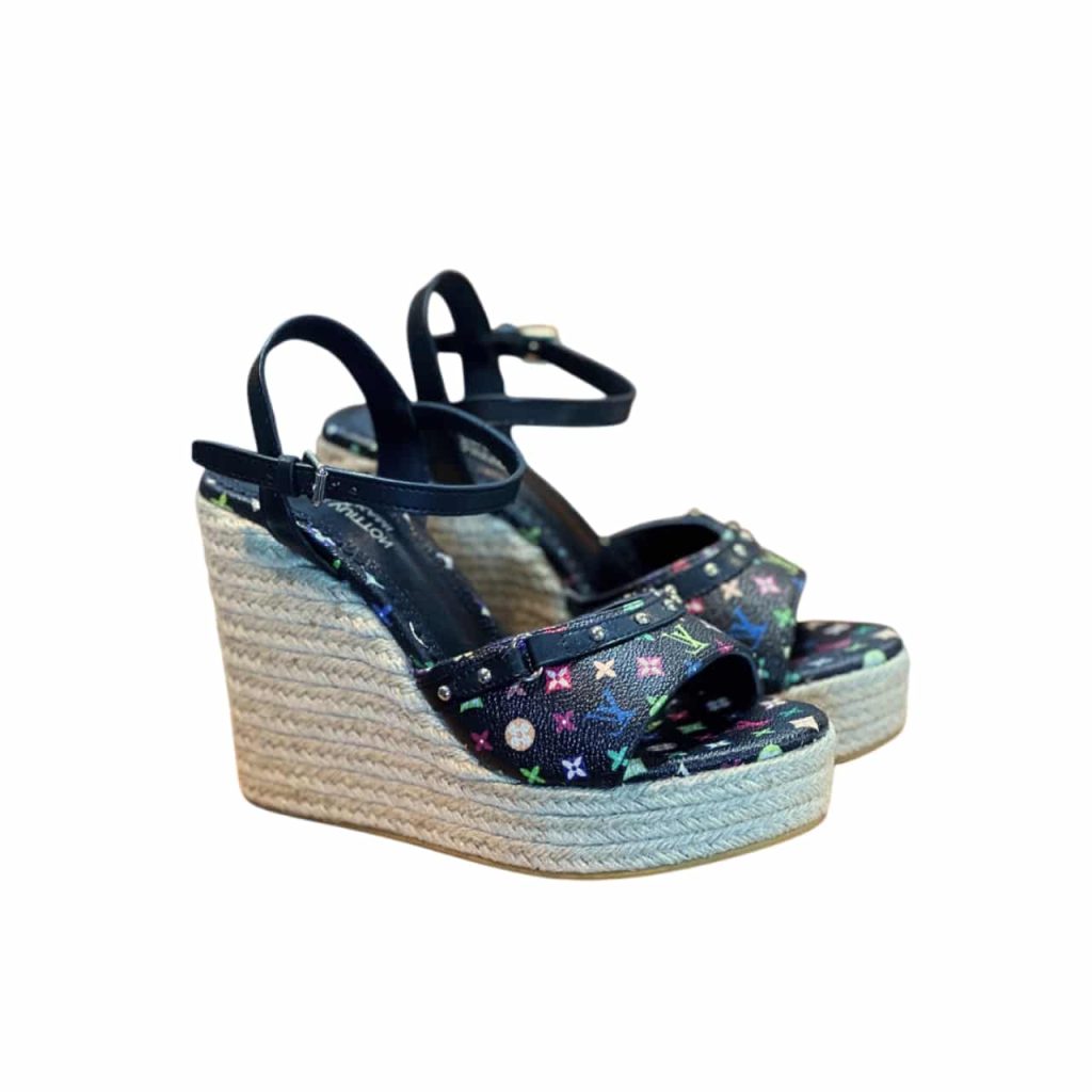 Louis Vuitton X Takashi Murakami Helios Wedge Sandal Black - Image 2