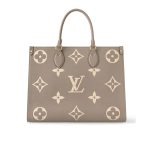 Louis Vuitton Onthego MM Monogram Empreinte Leather Tote Bag Dove Cream 35cm M45494