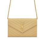 Saint Laurent Classic Cassandre Grain De Poudre Chain Wallet Beige 22cm 377828BOW012721