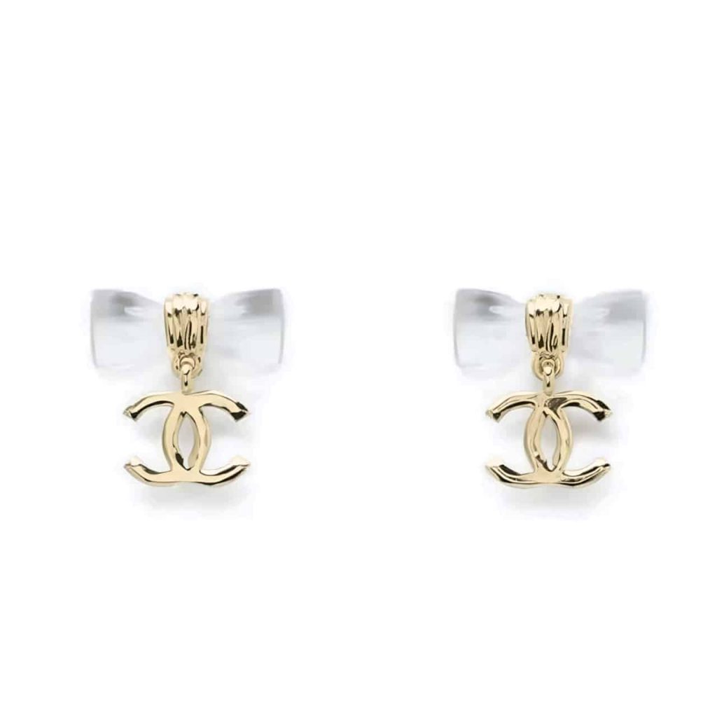 Chanel D25 Cc Bow Earrings Gold Metal Abf537 B19997 Nafvg - Image 2