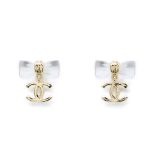 Chanel D25 Cc Bow Earrings Gold Metal Abf537 B19997 Nafvg