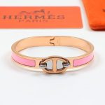 Hermes Mini Clic Anchor Chain Bracelet Rose Gold Tone With Light Pink H209000fo1zpm - Image 3