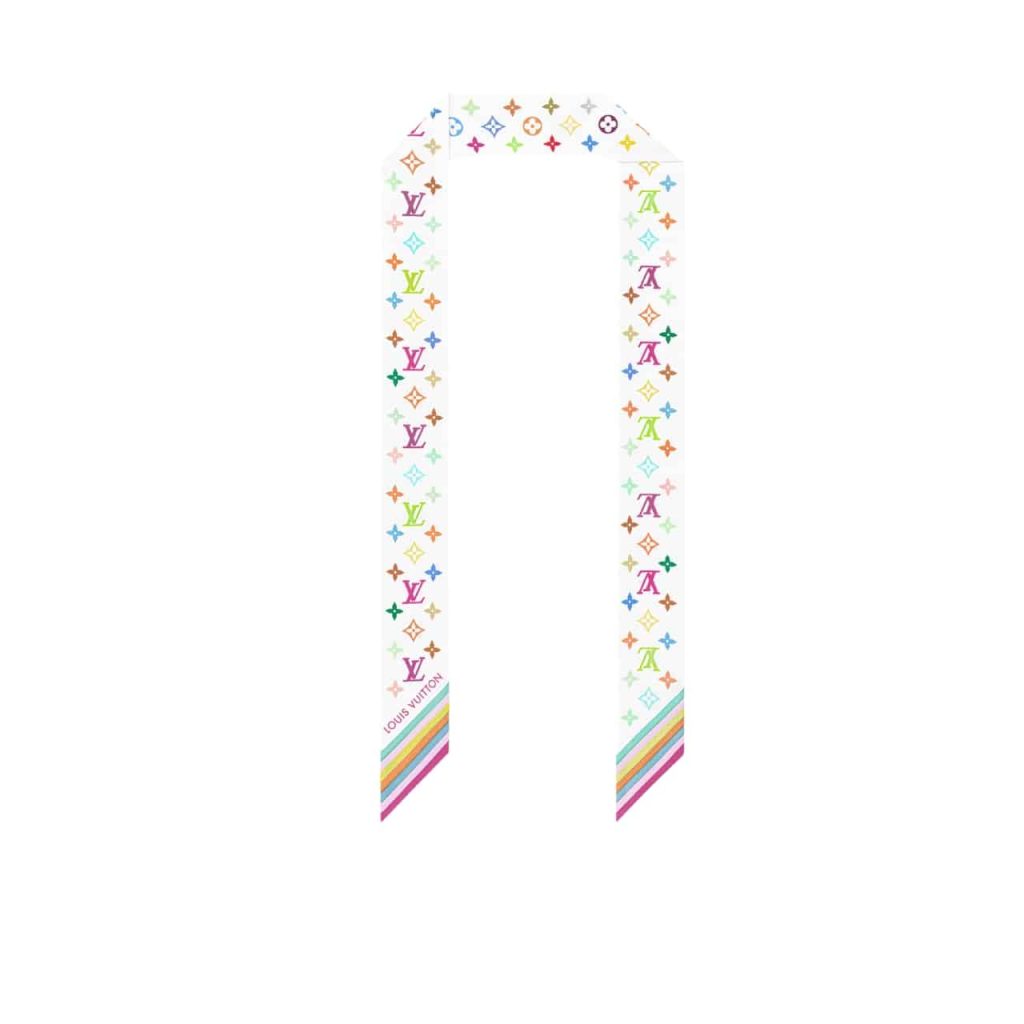 Louis Vuitton X Takashi Murakami Monogram Multicolor Bb Bandeau In White 120cm M94963 - Image 2