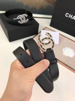 Chanel Glass Pearls Crystal Gold Black Belt 28Mm - Image 6