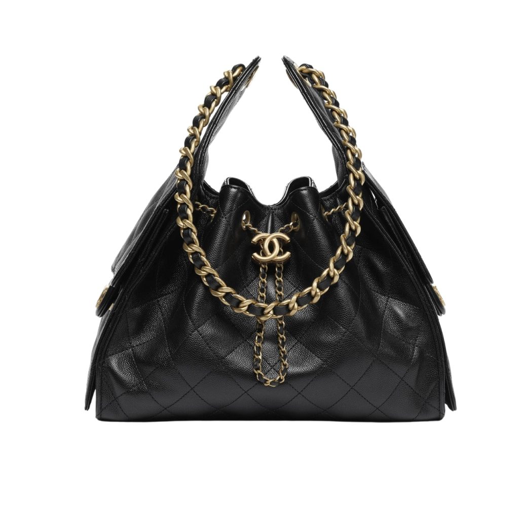 Chanel 25 Small Handbag Grained And Gold Tone Metal Black 26cm AS5293 B20304 94305 - Image 2