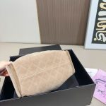 Chanel 25 Small Handbag Suede And Gold Tone Metal Light Grey 26Cm - Image 9