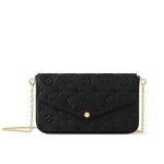 Louis Vuitton Félicie Pochette Monogram Empreinte Leather Crossbody Bag Black 21cm M82477