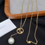 Gucci Blondie Pearl Drop Necklace Gold 774689 I4620 8078 - Image 4
