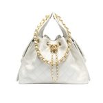 Chanel 25 Medium Handbag Shiny And Gold Tone Metal White 34cm AS5293 B20304 10601
