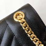 Saint Laurent Envelope Medium In Quilted Grain De Poudre Embossed Leather Black Gold 24Cm 600185Bow911000 - Image 8