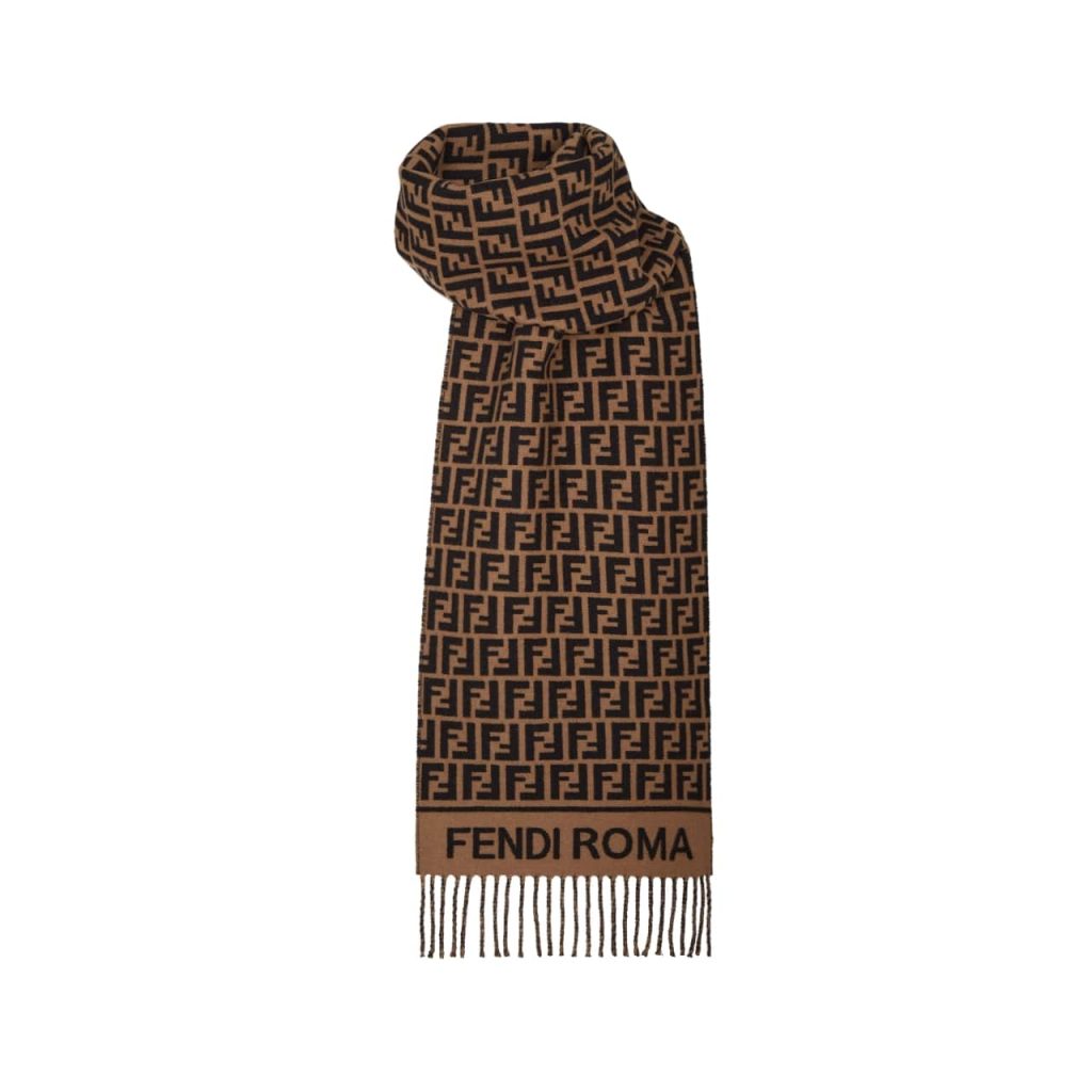 Fendi Ff Scarf Wool And Cashmere Brown Fxt113aqcwf0qe1 - Image 2
