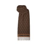 Fendi Ff Scarf Wool And Cashmere Brown Fxt113aqcwf0qe1