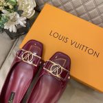 Louis Vuitton Signature Lv Logo Shiny Wine Red Ballerina - Image 5