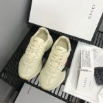 GUCCI REPLICATED RHYTON GREEN AND RED WEB PRINT WHITE LEATHER SNEAKERS - Image 4