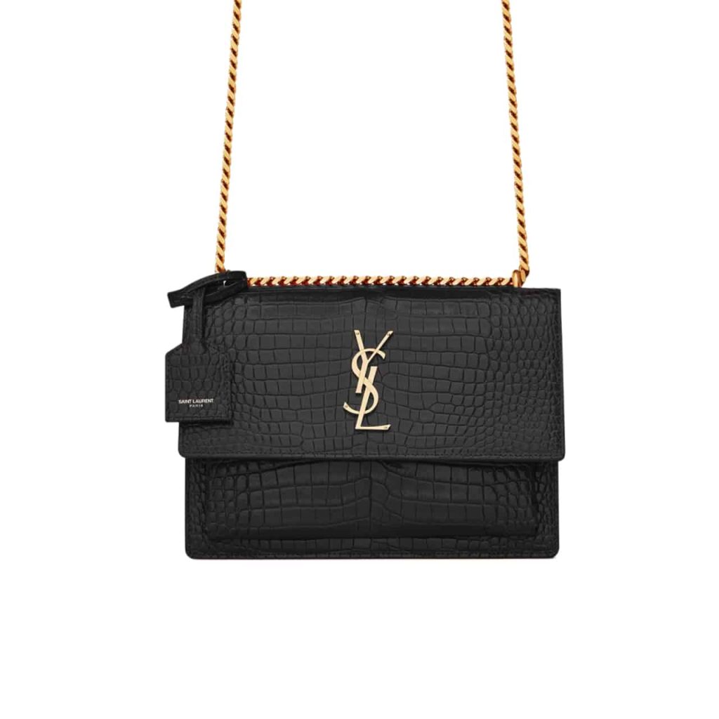 Saint Laurent Sunset Medium In Crocodile Embossed Leather Black 22cm 442906dnd0j1000 - Image 2