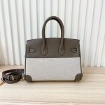 Hermes Birkin 25 Two Tone Toile Canvas Gold Hardware Grey 25Cm - Image 6