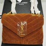 Saint Laurent Cinnamon Loulou Small Chain Bag In Suede Brown 23Cm - Image 3