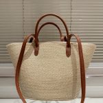 Prada Large Raffia And Leather Shopping Bag 25Cm 1Bg470 2Cxq F0A5T V Goo - Image 4