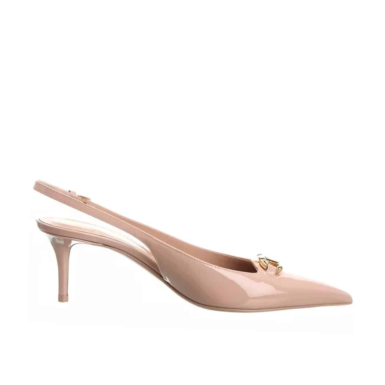 34-1-2-1.jpg Valentino Vlogo The Bold Edition Slingback Pumps In Patent Leather 60Mm In Beige Rose - Image 1