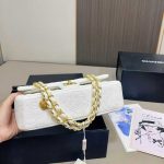 Chanel Flap Bag With Camellia Flower Chain White 26Cm - Image 7