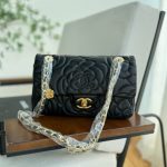 Chanel Flap Bag With Camellia Flower Chain Black 26Cm - Image 3