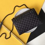 Saint Laurent Envelope Medium In Quilted Grain De Poudre Embossed Leather Black Noir 24cm 600185BOW981000 - Image 4