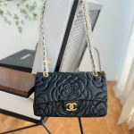 Chanel Flap Bag With Camellia Flower Chain Black 26Cm - Image 5