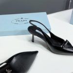 Prada Brushed Leather Slingback Pumps Black 1I901M 055 F0002 F 075 - Image 5