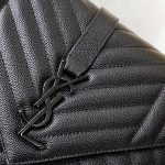 Saint Laurent Envelope Medium In Quilted Grain De Poudre Embossed Leather Black Noir 24cm 600185BOW981000 - Image 7