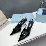 Prada Brushed Leather Slingback Pumps Black 1I901M 055 F0002 F 075 - Image 3