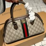 Gucci Ophidia Small Top Handle Bag Beige And Ebony 30Cm - Image 3