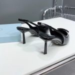 Prada Brushed Leather Slingback Pumps Black 1I901M 055 F0002 F 075 - Image 6