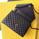Saint Laurent Envelope Medium In Quilted Grain De Poudre Embossed Leather Black Noir 24cm 600185BOW981000 - Image 10