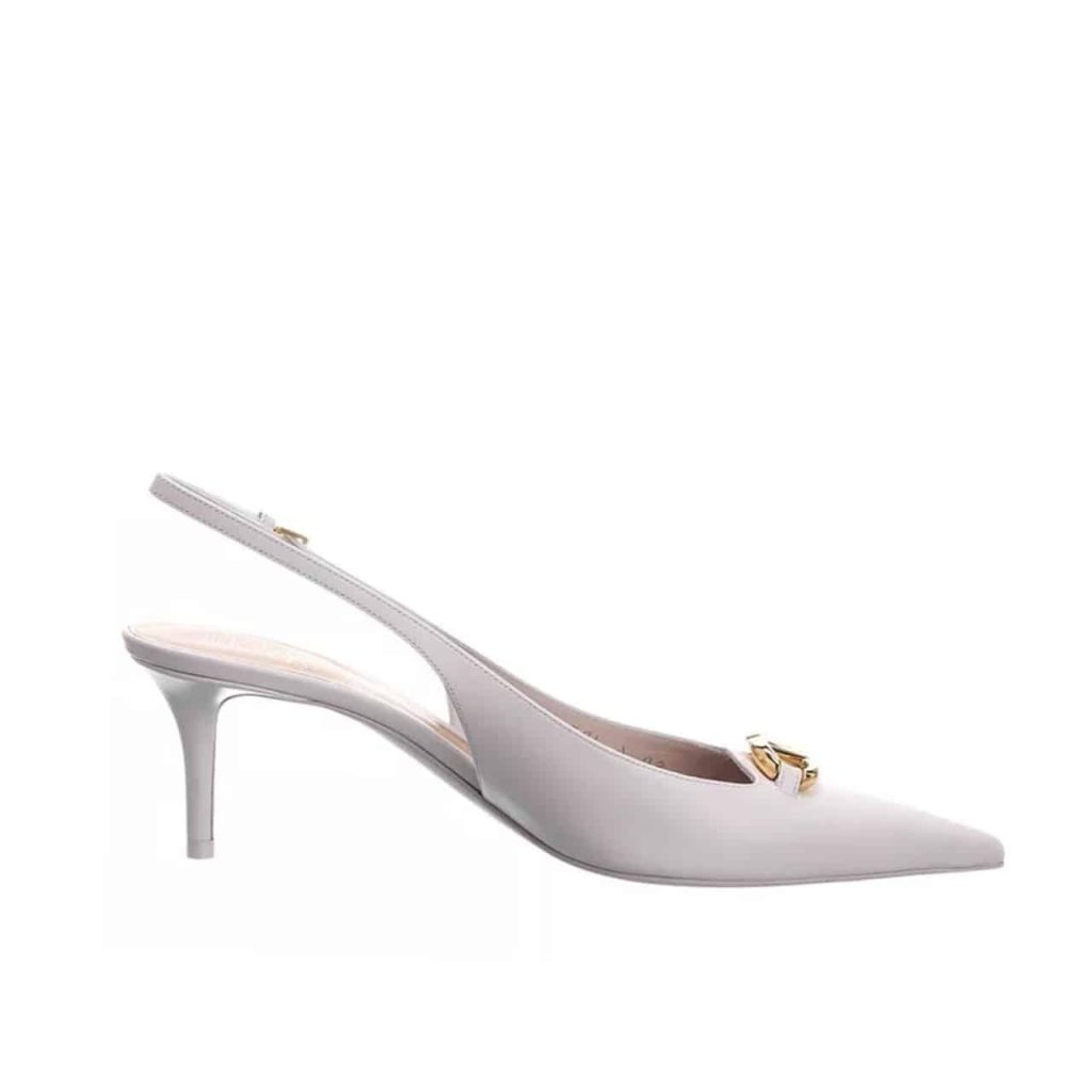 Valentino The Bold Edition Vlogo Leather Slingback Pump 60Mm In Ivory - Image 2