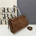 Prada Bonnie Large Suede Handbag Cacao Brown 38Cm 1Ba433 2C4S F0324 V Moo - Image 4