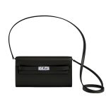 Hermes Kelly Classique To Go Wallet Black Silver Hardware 19Cm H080253Ck89