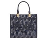 Fendi Sunshine Small Ff Chenille Shopper Dark Blue 26Cm 8Bh394Asu0F1Pqk