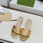 Gucci Nojum Women's Slide Sandal Metallic Gold ‎817257 B8B00 8024 - Image 4