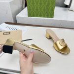 Gucci Nojum Women's Slide Sandal Metallic Gold ‎817257 B8B00 8024 - Image 3