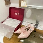 Prada Brushed Leather Slingback Pumps Beige Pink 1I901M 055 F0236 F 075 - Image 3