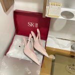 Prada Brushed Leather Slingback Pumps Beige Pink 1I901M 055 F0236 F 075 - Image 4