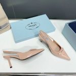 Prada Brushed Leather Slingback Pumps Beige Pink 1I901M 055 F0236 F 075 - Image 5